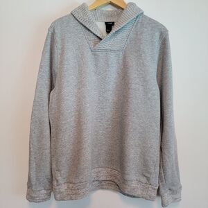 H&M Sz L Shawl Collar Sweatshirt Fleece Sweater Knitted Preppy Academia EUC